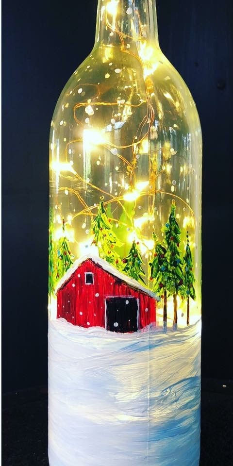 Wine Bottle with Fairy Lights