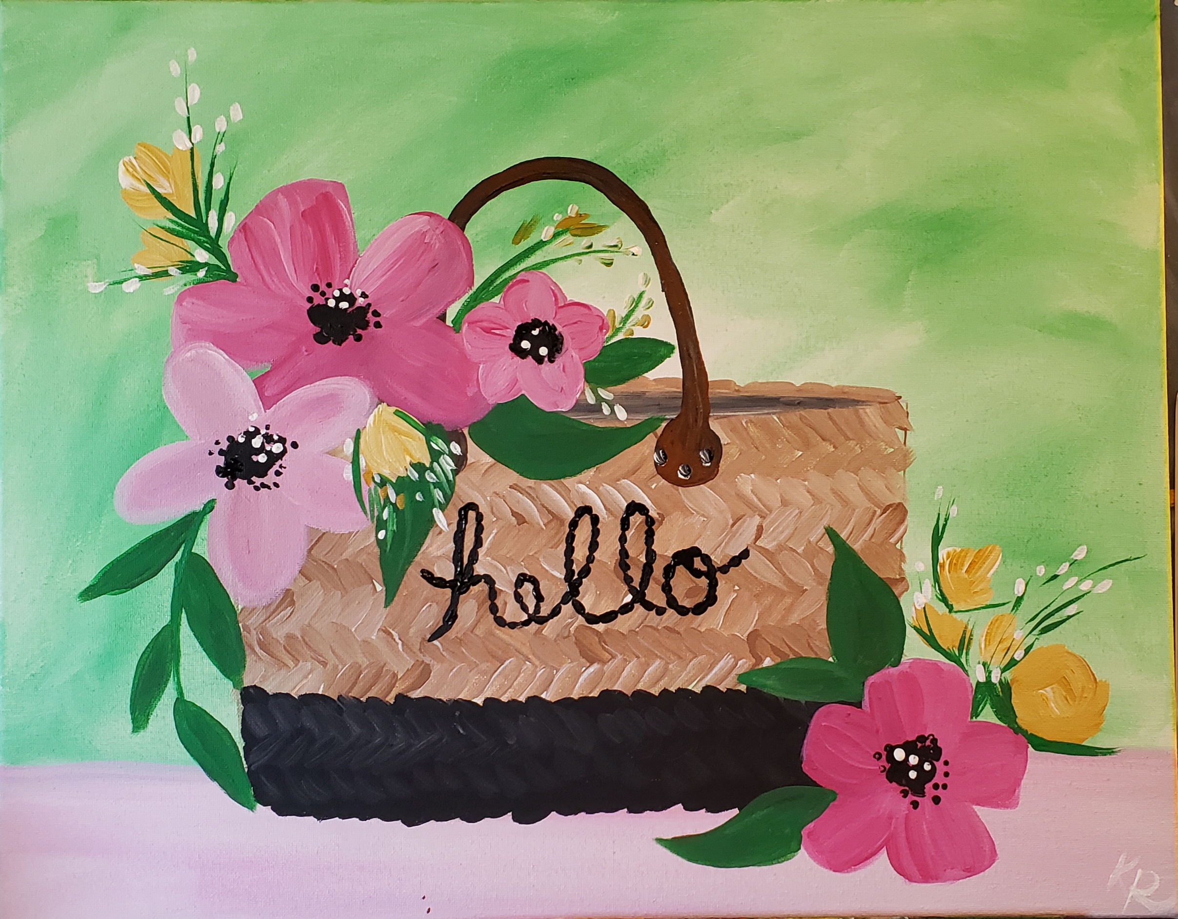 Hello Tote Bag Painting