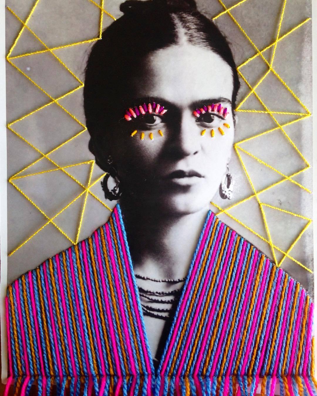 Frida Kahlo embroidered image