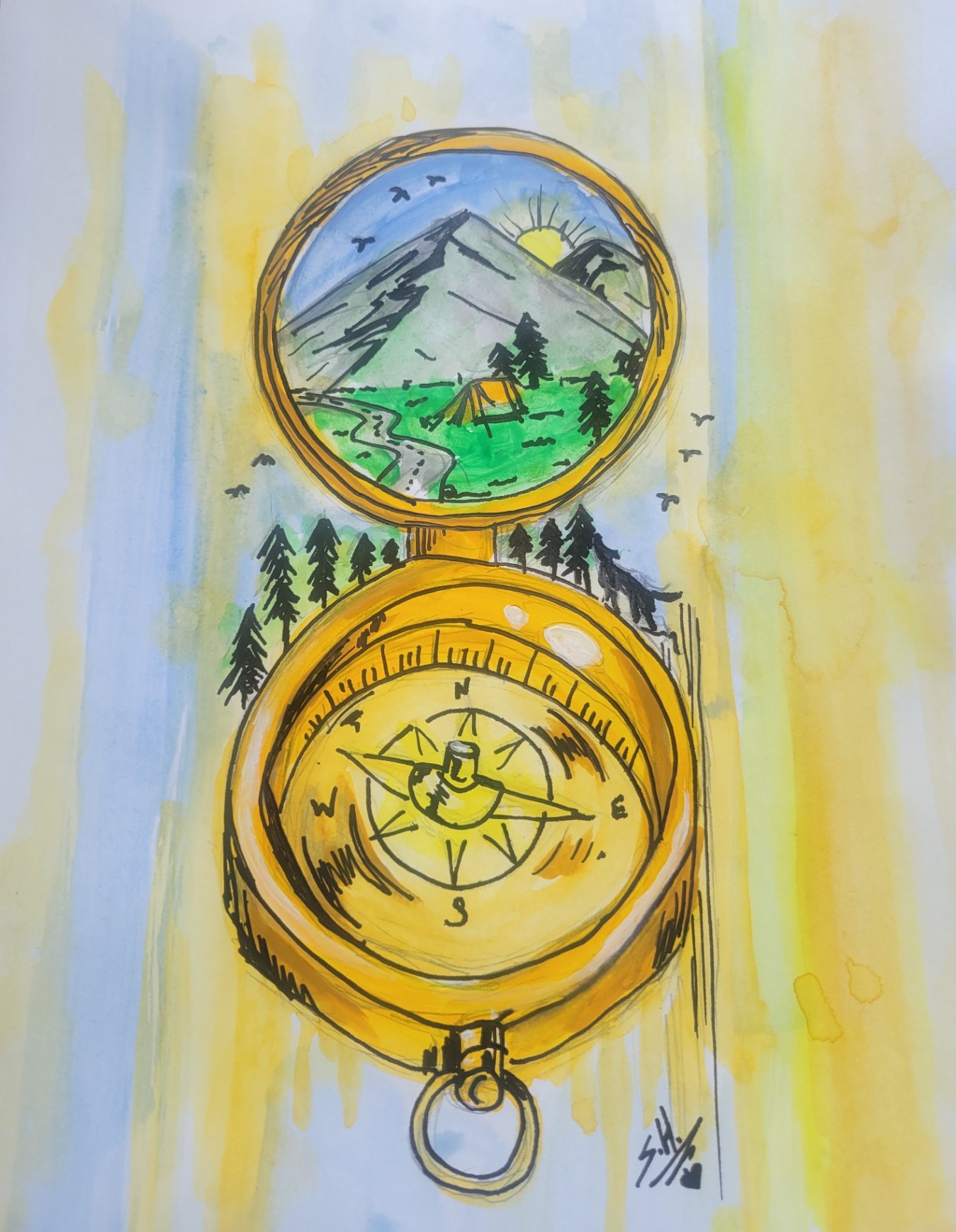 Compass Adventure Painting