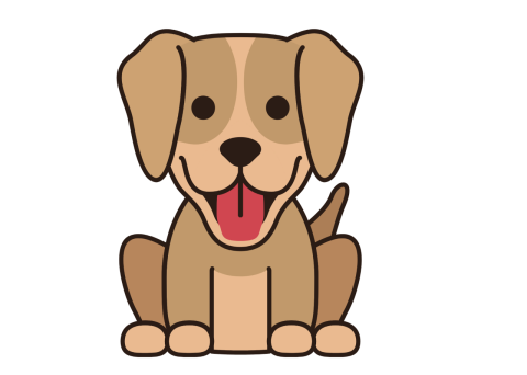 Brown dog panting and wagging its tail